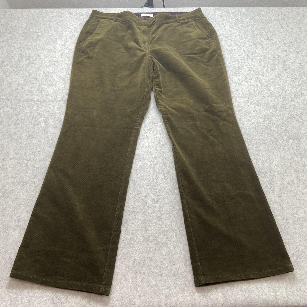Ann Taylor LOFT Corduroy Dress Pants Womens 18 39x31 Green Julie Bootcut Stretch